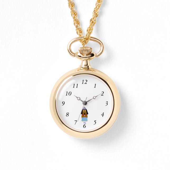 Reloj De Pulsera Feliz Cumpleaños Pup Gold Necklace Watch (Anverso)