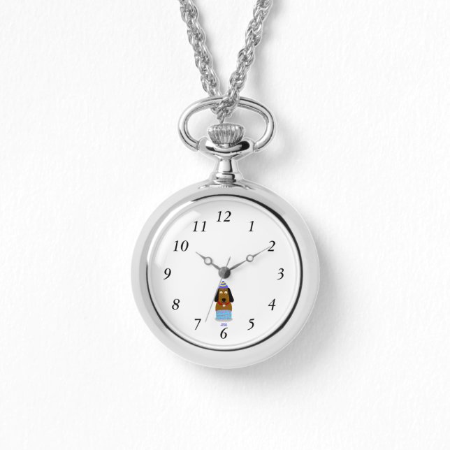 Reloj De Pulsera Feliz Cumpleaños Pup Silver Necklace Watch (Anverso)