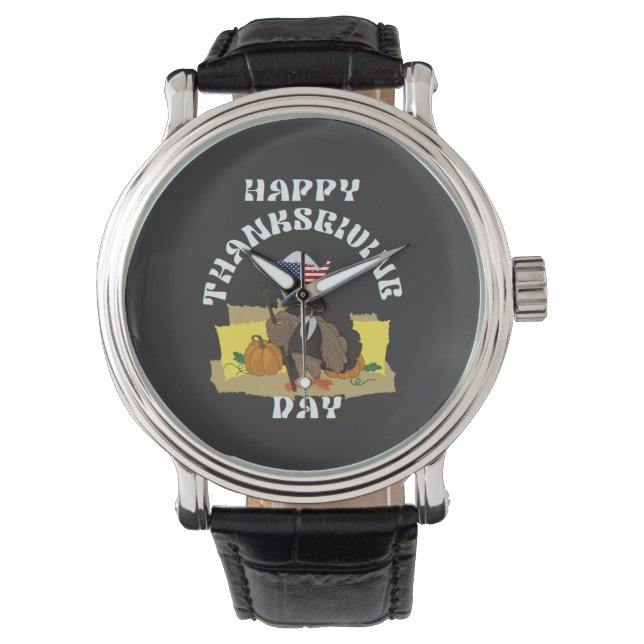 Reloj De Pulsera Feliz Día de Acción de Gracias (Anverso)