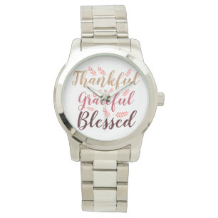 Reloj De Pulsera Feliz Día de Acción de Gracias, Agradecido, Bendec