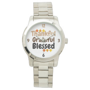 Reloj De Pulsera Feliz Día de Acción de Gracias, Agradecido, Bendec
