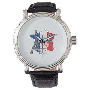 Reloj De Pulsera Feliz Día de la Bastilla Francia Mapa Torre Eiffel