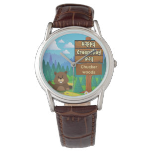 Reloj De Pulsera feliz día del suburbio en los bosques