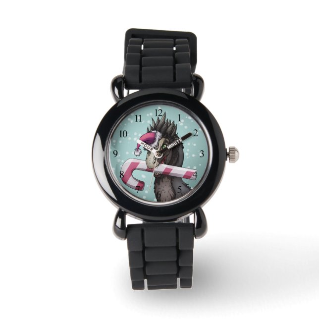 Reloj De Pulsera Feliz Dinosaurio de Navidad (Anverso)
