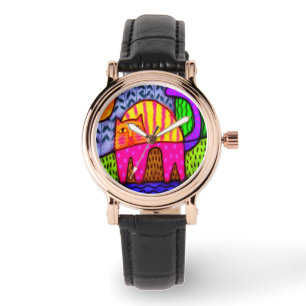 Reloj De Pulsera Feliz Gato Abstract Art a usar