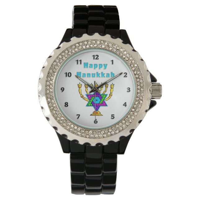 Reloj De Pulsera Feliz Hanukkah (Anverso)