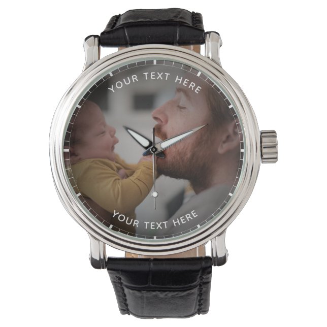 Reloj De Pulsera Feliz mensaje y foto del Personalizado del Día del (Anverso)