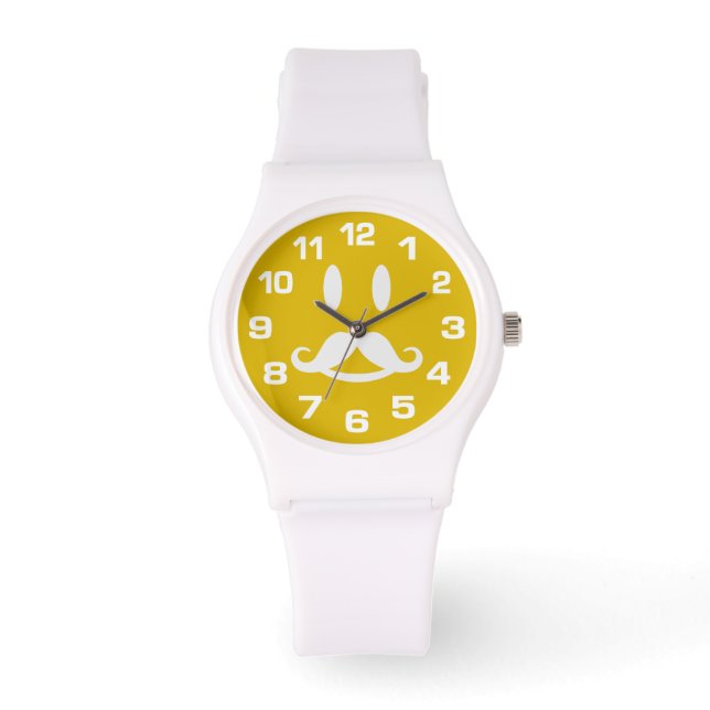 Reloj De Pulsera Feliz Mustache personalizado watts (Anverso)
