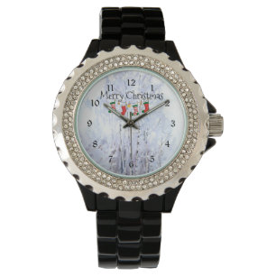 Reloj De Pulsera Feliz Navidad - Árboles de aves escarpados