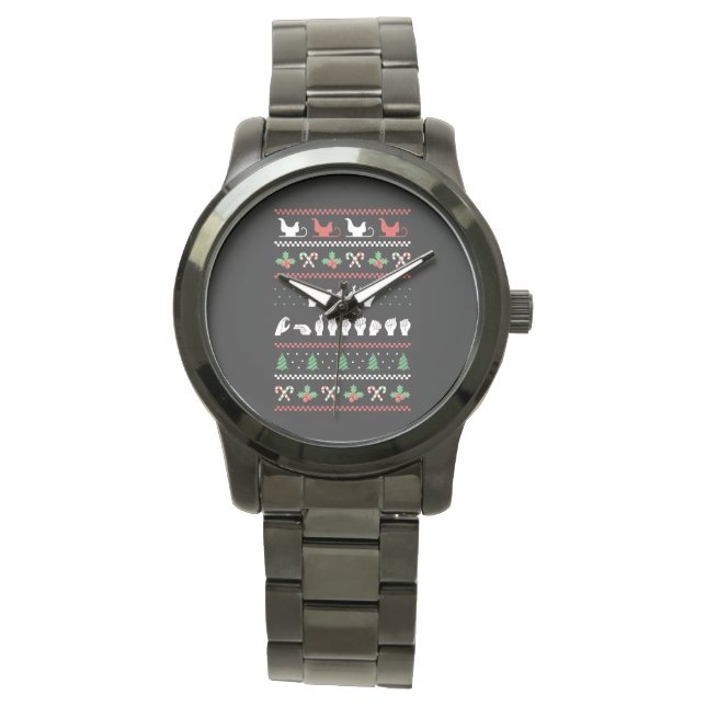 Reloj De Pulsera Feliz Navidad - ASL American Rótulo Language I (Anverso)