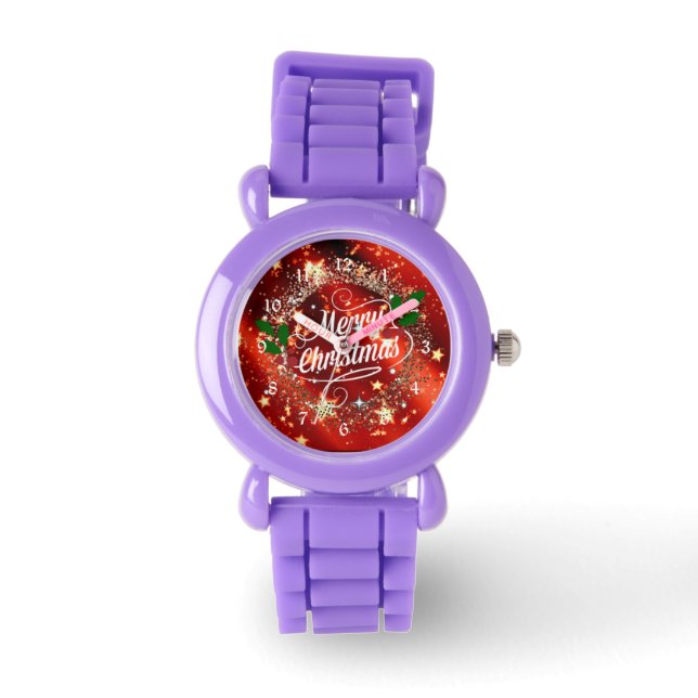 Reloj De Pulsera Feliz Navidad, brillo y brillo, (Anverso)