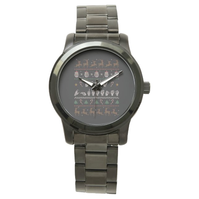 Reloj De Pulsera Feliz Navidad - Lengua de Rótulo Americana ASL II (Anverso)