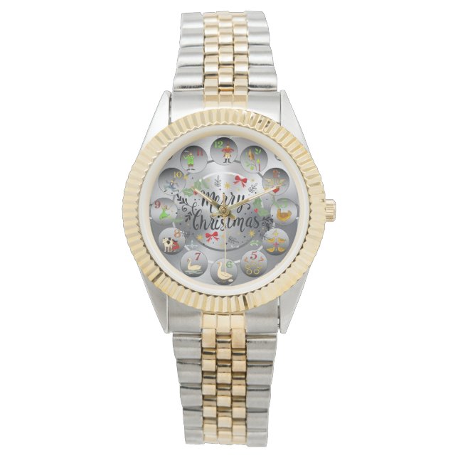 Reloj De Pulsera Feliz Navidad ~ Los 12 Días De Navidades ~ (Anverso)