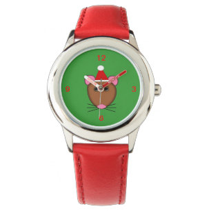 Reloj De Pulsera Feliz Navidad, niños de ratón miran con números