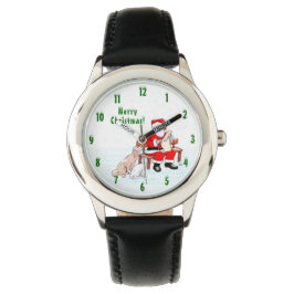 Reloj De Pulsera Feliz Navidad! Papá Noel con gato y perro