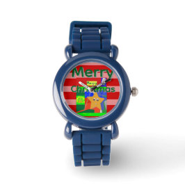Reloj De Pulsera Feliz Navidad Rosa Rojo