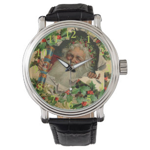 Reloj De Pulsera Feliz Navidad Santa Claus Holly