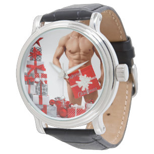 Reloj De Pulsera Feliz Navidad SlipperyJoe regalo rojo blanco plate