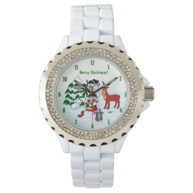 Reloj De Pulsera ¡Feliz Navidad! Snowman con sus amigos (Anverso)