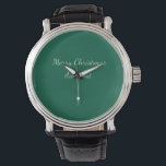 Reloj De Pulsera Feliz Navidad verde planicie vacaciones en solitar<br><div class="desc">Diseño</div>