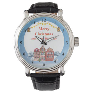 Reloj De Pulsera Feliz Navidad y feliz Año Nuevo Vintage negro