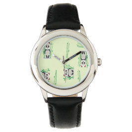 Reloj De Pulsera feliz oso panda sobre verde
