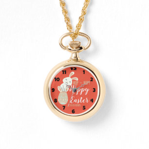 Reloj De Pulsera Feliz Pascua, conejito de Pascua simple y linda fa