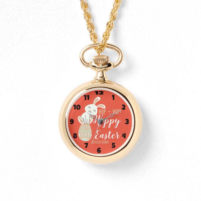 Reloj De Pulsera Feliz Pascua, conejito de Pascua simple y linda fa (Anverso)