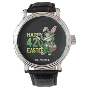 Reloj De Pulsera Feliz Pascua Gracioso Diseño Conejo de Pascua