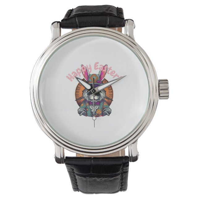 Reloj De Pulsera Feliz Personalizado de Pascua, Conejo Holandés de  (Anverso)