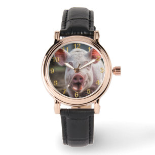 Reloj De Pulsera Feliz Poke de la Lengua Porcina Blanca,