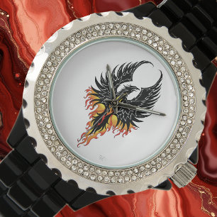 Reloj De Pulsera Fénix Ardiente Resurgiendo Pájaro de Fuego Llamas