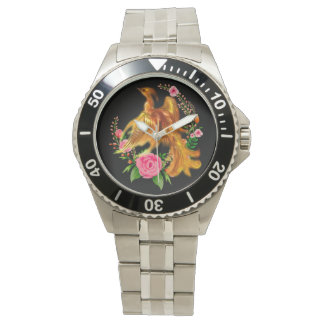 Reloj De Pulsera Fénix Floral Surge De La Fantasía De Los Fiery Ash