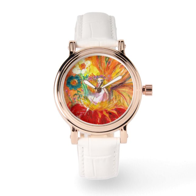 Reloj De Pulsera FERIA DE LAS FLORES, Fantasía Amarilla Roja (Anverso)
