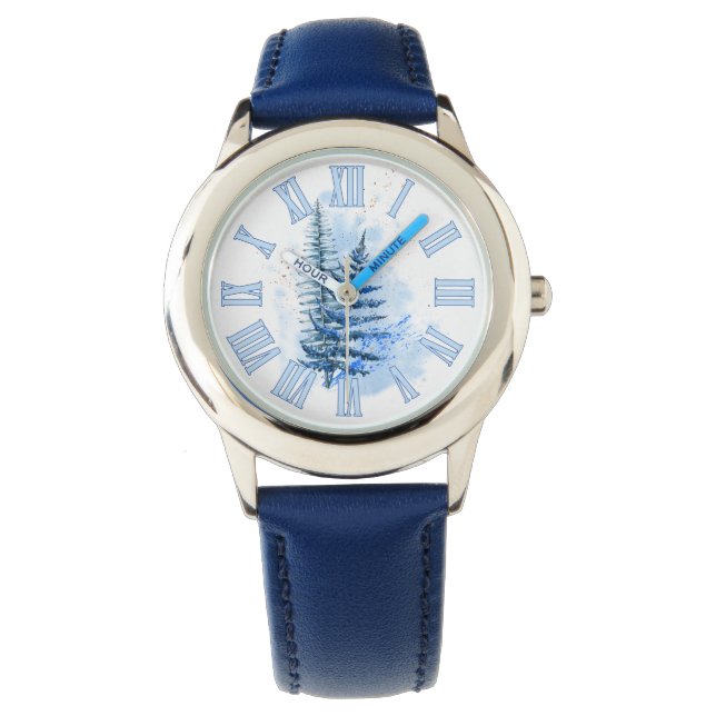 Reloj De Pulsera Fern congelado por acuarela con números (Anverso)