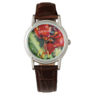 Reloj De Pulsera Feroy Naranja Daylily Flower Personalizada
