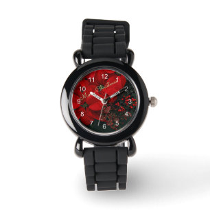 Reloj De Pulsera Ferry Christmas Red Poinsettias