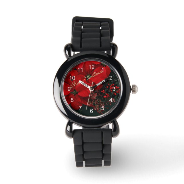 Reloj De Pulsera Ferry Christmas Red Poinsettias (Anverso)