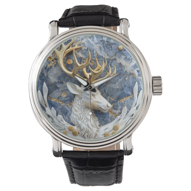 Reloj De Pulsera Festive Reindeer Wonderland Scene (Anverso)