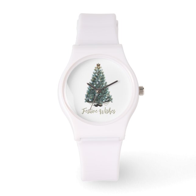 Reloj De Pulsera Festive Wishes. Christmas tree design (Anverso)