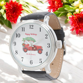 Reloj De Pulsera Festividad de los Navidades de camiones rojos