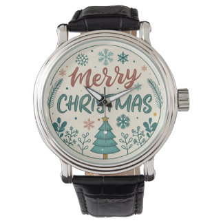 Reloj De Pulsera Festividad festiva, Pegatina navideño de ferias ca
