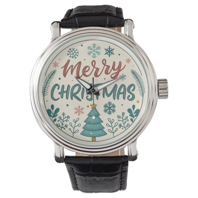Reloj De Pulsera Festividad festiva, Pegatina navideño de ferias ca (Anverso)