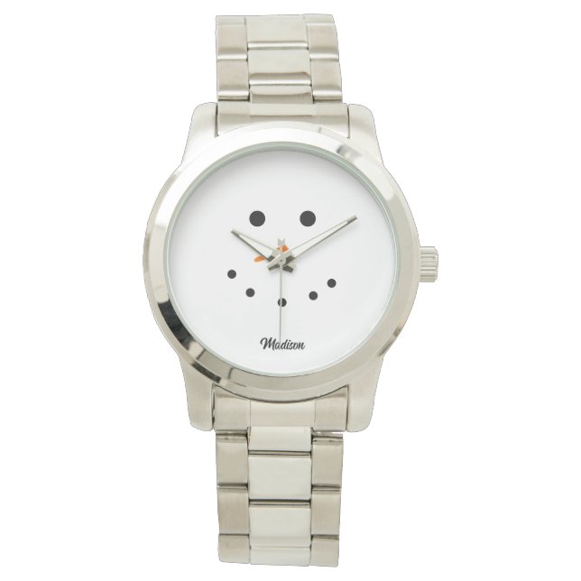 Reloj De Pulsera Festividad personalizada de Navidades de Snowman (Anverso)