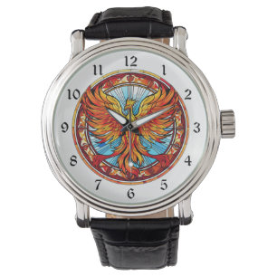 Reloj De Pulsera Fiery Naranja Blue Phoenix Bird