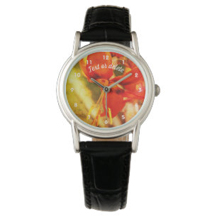 Reloj De Pulsera Fiery Naranja Daylily Flower Resumen personalizado