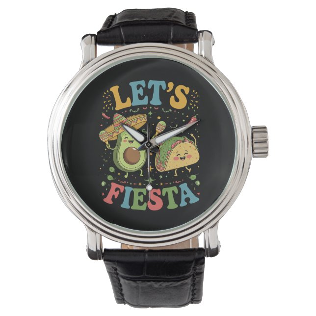 Reloj De Pulsera Fiesta Aguacate y Tacos Cinco De Mayo (Anverso)