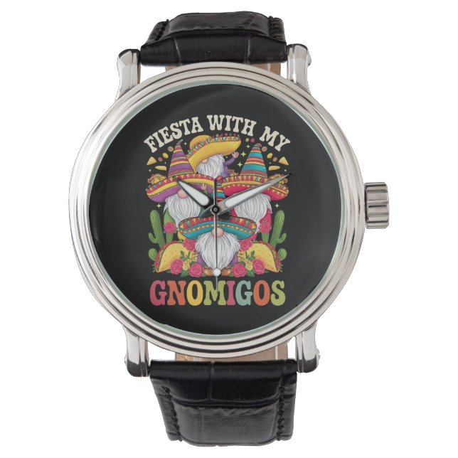 Reloj De Pulsera Fiesta Con Mis Gnomigos Gnome Cinco De Mayo (Anverso)