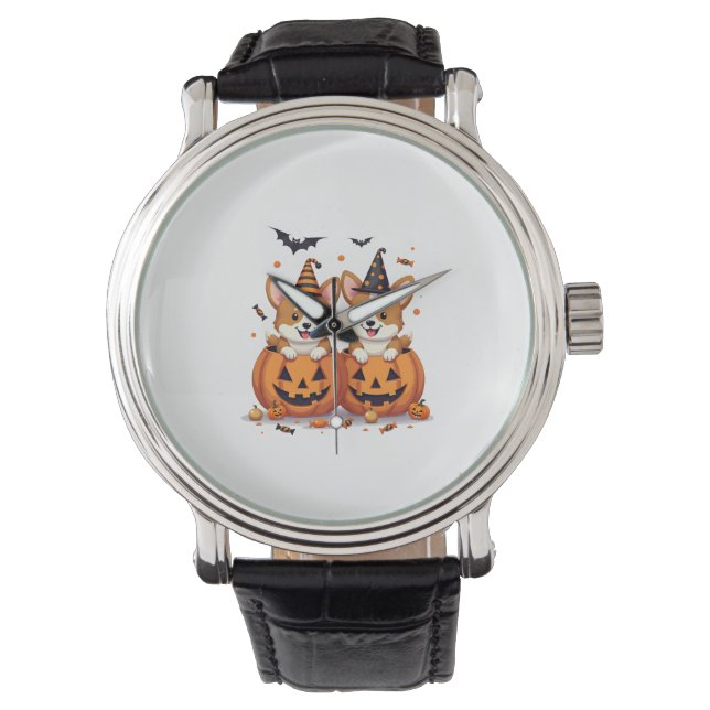 Reloj De Pulsera Fiesta de calabaza corgi (Anverso)
