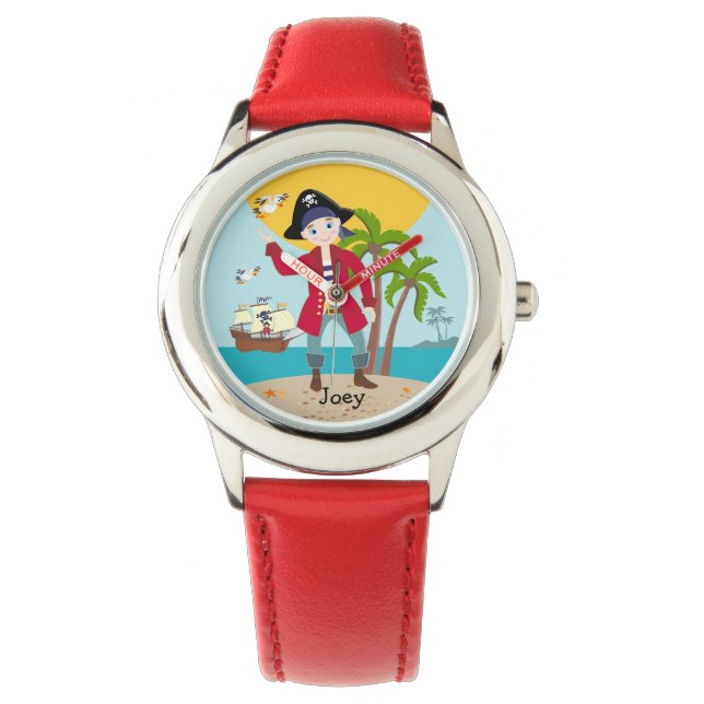 Reloj De Pulsera Fiesta de cumpleaños de niño pirata (Anverso)